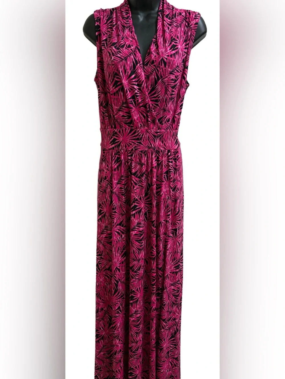 Michael Kors Sleeveless Pink Palm-Print Maxi Dress